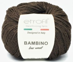 Etrofil Bambino Lux Wool, цвет 70701 коричневый Etrofil 60% шерсть мериноса, 40% акрил, моток 50 гр. длина в мотке 160 м.