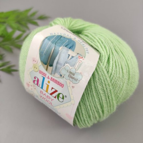 Alize Baby Wool цвет 41 фисташка. ОСТАТОК 7 мотков!!! Alize 40% шерсть, 20% бамбук, 40% акрил. Моток 50 гр. 175 м.