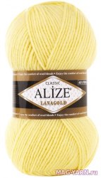 Alize Lanagold Fine, цвет 187 светлый лимон. ОСТАТОК 1 моток!!! Alize 49% шерсть, 51% акрил, длина в мотке 390 м.