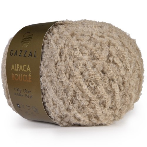 Пряжа Gazzal Alpaca Boucle цвет 124 бежевый Gazzal 75% ,беби альпака, 18% суперваш шерсть мериноса, 7% полиамид. Моток 50 гр. 140 м.