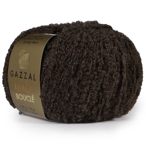 Пряжа Gazzal Alpaca Boucle цвет 127 коричнеый Gazzal 75% ,беби альпака, 18% суперваш шерсть мериноса, 7% полиамид. Моток 50 гр. 140 м.