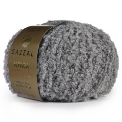 Пряжа Gazzal Alpaca Boucle цвет 129 темно серый Gazzal 75% ,беби альпака, 18% суперваш шерсть мериноса, 7% полиамид. Моток 50 гр. 140 м.