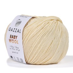 Пряжа Gazzal Baby Wool цвет 829 кремовый Gazzal 40% меринос, 20% кашемир, 40% акрил. Моток 50 гр. 175 м.