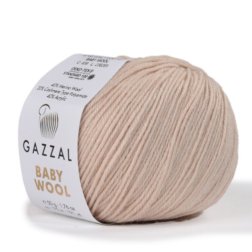 Пряжа Gazzal Baby Wool цвет 839 светло бежевый Gazzal 40% меринос, 20% кашемир, 40% акрил. Моток 50 гр. 175 м.