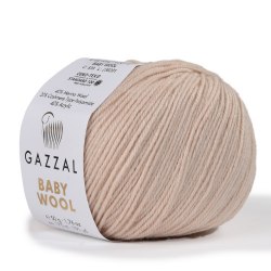 Пряжа Gazzal Baby Wool цвет 839 светло бежевый Gazzal 40% меринос, 20% кашемир, 40% акрил. Моток 50 гр. 175 м.