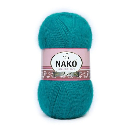 Nako Angora Luks цвет 10171 изумруд Nako 5% мохер, 15 % шерсть, 80% премиум акрил, длина в мотке 550 м.