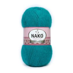 Nako Angora Luks цвет 10171 изумруд Nako 5% мохер, 15 % шерсть, 80% премиум акрил, длина в мотке 550 м.