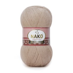 Nako Angora Luks цвет 11053 бежевый Nako 5% мохер, 15 % шерсть, 80% премиум акрил, длина в мотке 550 м.