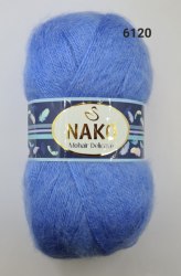 Nako Mohair Delicate цвет 6120 ярко голубой Nako 5% мохер, 10% шерсть, 85% акрил. Моток 100 гр. 500 м.