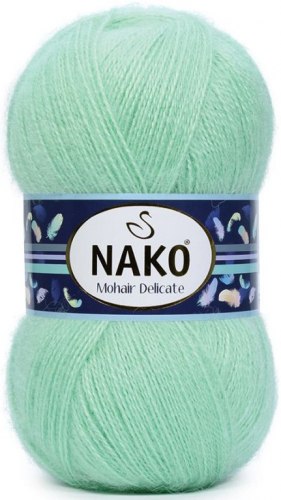 Nako Mohair Delicate цвет 3415 светлый салат. ОСТАТОК 3 мотка!!! Nako 5% мохер, 10% шерсть, 85% акрил. Моток 100 гр. 500 м.