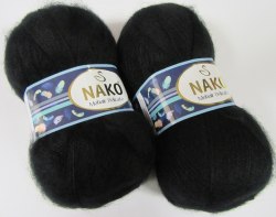 Nako Mohair Delicate цвет 6130 черный. ОСТАТОК 2 мотка!!! Nako 5% мохер, 10% шерсть, 85% акрил. Моток 100 гр. 500 м.