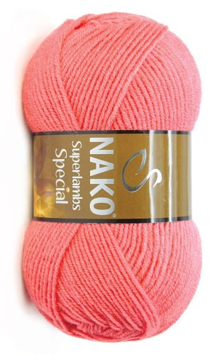 Nako Superlambs Special цвет 10313 корал Nako 49% шерсть, 51% акрил, длина в мотке 200 м.