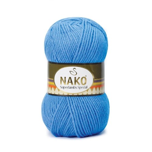 Nako Superlambs Special цвет 1256 ярко голубой Nako 49% шерсть, 51% акрил, длина в мотке 200 м.