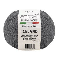 Etrofil Iceland, цвет 6091 серый Etrofil 10% Мохер, 5% Альпака, 55% Полиамид, 30% Вискоза , моток 50гр., длина в мотке 250 м.