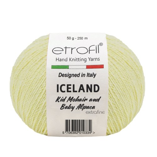 Etrofil Iceland, цвет 1002 молочный Etrofil 10% Мохер, 5% Альпака, 55% Полиамид, 30% Вискоза , моток 50гр., длина в мотке 250 м.