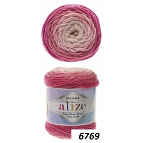 Alize Superlana Maxi Long Batik цвет 6769 розовый Alize 25% шерсть, 75% акрил, длина в мотке 250 м.