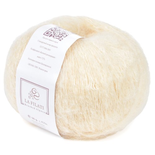 La Filati Brushed Alpaca цвет 24 молочный La Filati 10% Альпака, 34% Овечья шерсть, 24% Акрил, 32% Полиэстер, моток 50 гр. длина в мотке 450 м.