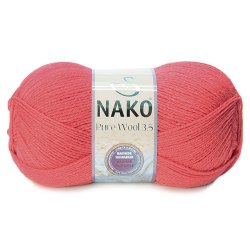 Nako Pure Wool 3,5 цвет 11208 корал La Filati 100% Шерсть, моток 100 гр. длина в мотке 350 м.