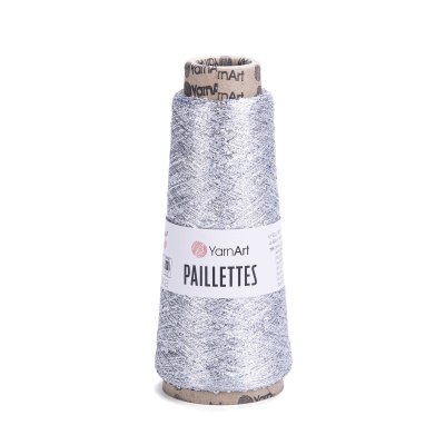 YarnArt Paillettes цвет 8001 серебро Yarn Art 75% металлик полиэстер, 25% пайетки полиэстер, моток 50 гр. длина в мотке 800 м.