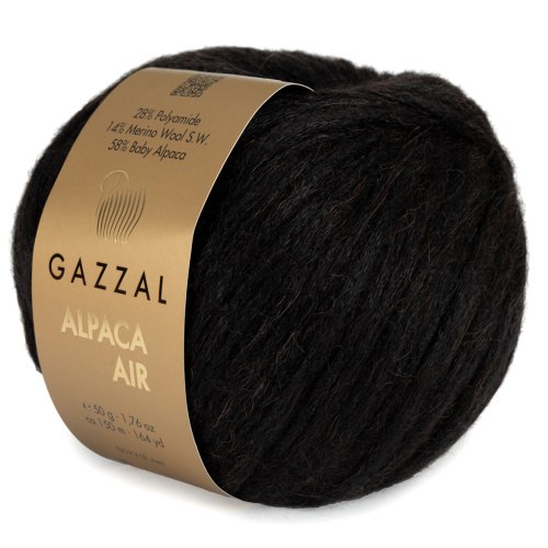 Пряжа Gazzal Alpaca Air цвет 110 черный Gazzal 58% беби альпака, 14% суперваш шерсть мериноса, 28% полиамид. Моток 50 гр. 150 м. Пряжа Gazzal Alpaca Air цвет 110 черный Gazzal 58% беби альпака, 14% суперваш шерсть мериноса, 28% полиамид. Моток 50 гр. 150 м.