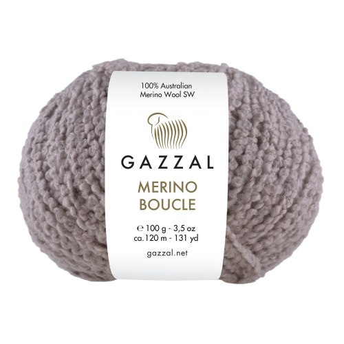 Пряжа Gazzal Merino Boucle цвет 3762 серо-бежевый Gazzal 100% суперваш шерсть мериноса, Моток 100 гр. 120 м.