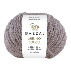 Пряжа Gazzal Merino Boucle цвет 3762 серо-бежевый Gazzal 100% суперваш шерсть мериноса, Моток 100 гр. 120 м.