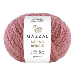 Пряжа Gazzal Merino Boucle цвет 3768 винтажная роза Gazzal 100% суперваш шерсть мериноса, Моток 100 гр. 120 м.