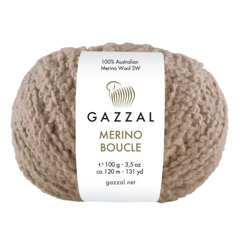 Пряжа Gazzal Merino Boucle цвет 3765 теплый беж Gazzal 100% суперваш шерсть мериноса, Моток 100 гр. 120 м.