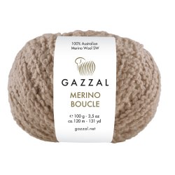 Пряжа Gazzal Merino Boucle цвет 3765 теплый беж Gazzal 100% суперваш шерсть мериноса, Моток 100 гр. 120 м.