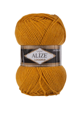 Alize Lanagold Fine, цвет 447 горчица. ОСТАТОК 3 мотка!!! Alize 49% шерсть, 51% акрил, длина в мотке 390 м.