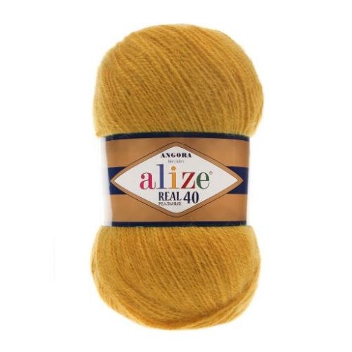Alize Angora Real 40 цвет 645 горчичный. ОСТАТОК 3 мотка!!! Alize 40% шерсть, 60% акрил, длина 480м в мотке
