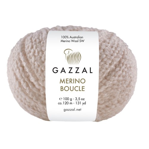 Пряжа Gazzal Merino Boucle цвет 3764 светло бежевый Gazzal 100% суперваш шерсть мериноса, Моток 100 гр. 120 м.