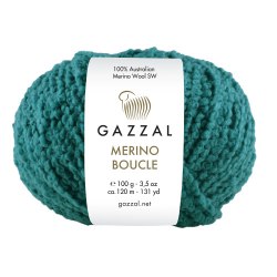 Пряжа Gazzal Merino Boucle цвет 3770 петроль Gazzal 100% суперваш шерсть мериноса, Моток 100 гр. 120 м.