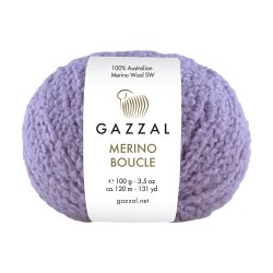 Пряжа Gazzal Merino Boucle цвет 3772 лаванда Gazzal 100% суперваш шерсть мериноса, Моток 100 гр. 120 м.