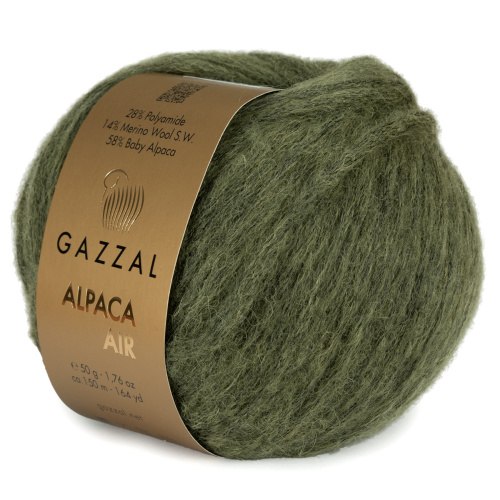 Пряжа Gazzal Alpaca Air цвет 101 хаки Gazzal 58% Беби Альпака, 14% С.вош Шерсть Мериноса, 28% ПА. Моток 50 гр. 150 м.