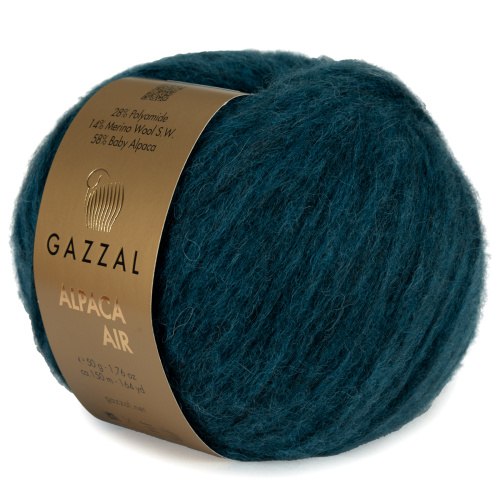 Пряжа Gazzal Alpaca Air цвет 106 морская волна, темно синий Gazzal 58% Беби Альпака, 14% С.вош Шерсть Мериноса, 28% ПА. Моток 50 гр. 150 м.