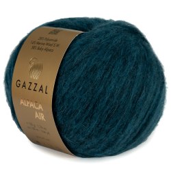 Пряжа Gazzal Alpaca Air цвет 106 морская волна, темно синий Gazzal 58% Беби Альпака, 14% С.вош Шерсть Мериноса, 28% ПА. Моток 50 гр. 150 м.