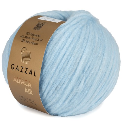 Пряжа Gazzal Alpaca Air цвет 111 светло голубой Gazzal 58% Беби Альпака, 14% С.вош Шерсть Мериноса, 28% ПА. Моток 50 гр. 150 м.