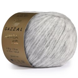 Пряжа Gazzal Alpaca Air цвет 78 светло серый Gazzal 58% Беби Альпака, 14% С.вош Шерсть Мериноса, 28% ПА. Моток 50 гр. 150 м.
