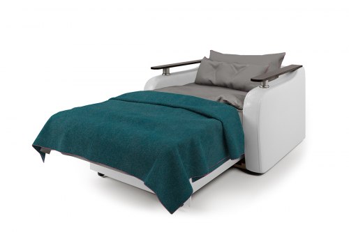Кресло-кровать «Гранд Д» фиолетовая рогожка и экокожа белая