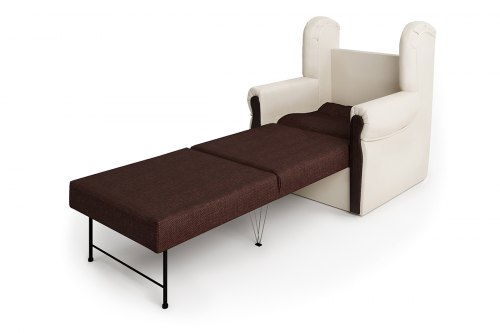 Кресло-кровать «Классика М» экокожа беж и рогожка