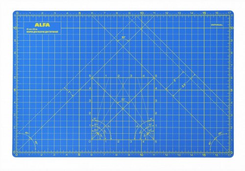 Коврик раскройный двусторонний 45*30см, цвет синий, 2 мм ALFA AF-A3Blue