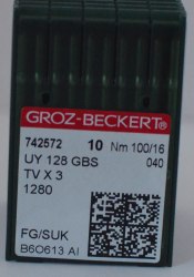 ИГЛЫ Groz-Beckert UYX128GАS № 100/16 FG/SUK