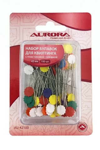 Булавки AURORA для квилтинга со пластиковой головкой 42 мм AU-42100
