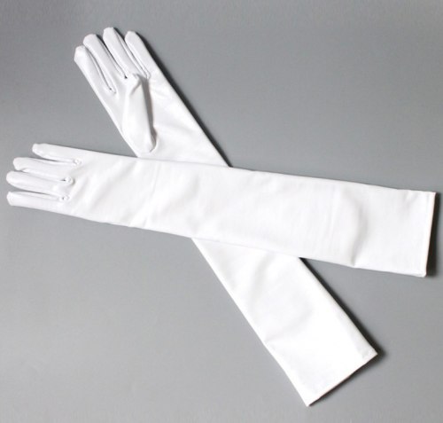 Перчатки белые длинные под латекс "Люкс" (Wetlook Glossy) / арт. 20081-37б