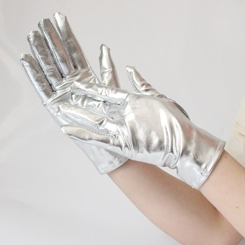 Перчатки серебристые короткие под латекс "Silver" (Wetlook Glossy) / арт. 222-58