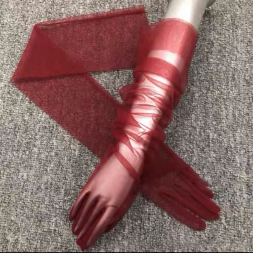 Перчатки длинные темно-красные "Вуаль ZERO LONG" / арт. 286-62к