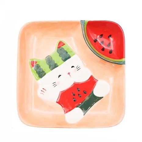 Тарелка с соусником "Кот Арбуз" / арт. 288-48