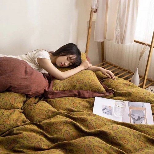 Жаккардовое белье для спальни "Зеленый цветок кешью" 1.8/2.0 / арт. 287-12