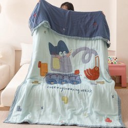 Марлевое хлопковое одеяло "Котенок и паровоз", 150*200 см. / арт. 287-30
